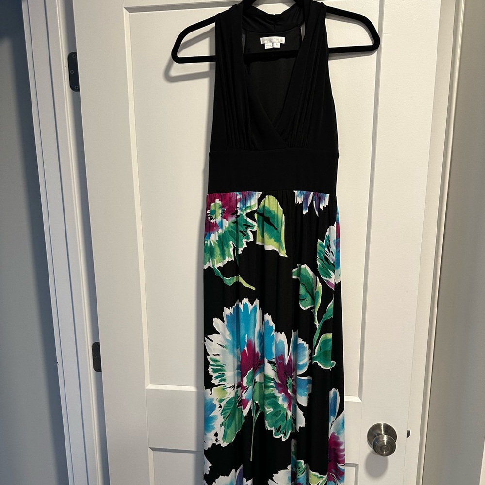 Women’s Floral Maxi Dress - Black and Multicolor